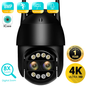 BGcamera Bulgaria BESDER 4MP 4K PTZ IP Външна WiFi Kамера 8x Zoom Двойна леща ICSEE APP