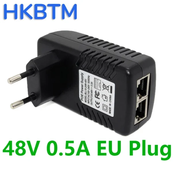 HKBTM PoE Ethernet Адаптер 48V 0.5А EU Щепсел Захранване за CCTV IP камера
