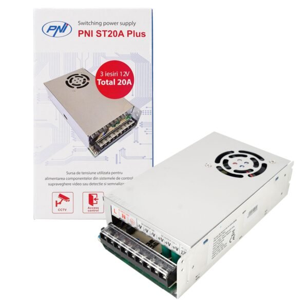 PNI ST20A Plus 12V 20A Захранващ блок за превключване на напрежението за системи за видеонаблюдение