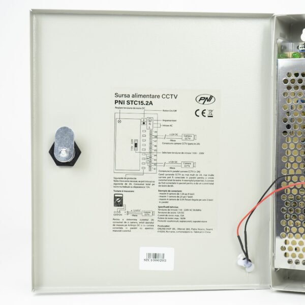 PNI STC15.2A Захранване за видеонаблюдение в метална кутия 12V 15A 180W 9 изхода - Image 6
