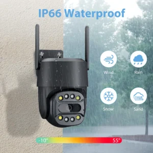 4G LTE Външна Охранителна Камера DIDseth 4MP PTZ, AI, Цветно Нощно Виждане, IP66, Черна