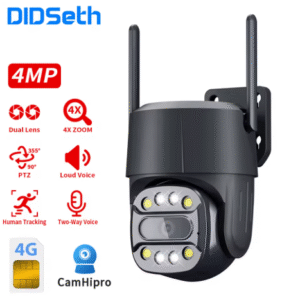 DIDseth 4MP 4G LTE Външна Охранителна Камера със SIM карта PTZ AI Разпознаване Цветно Нощно Виждане IP66 CamHipro APP