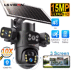 LS VISION 15MP Външна 4G Соларна Камера с 3 екрана PTZ 10X Дигитално увеличение PIR детекция и Автоматично проследяване V380 PRO APP