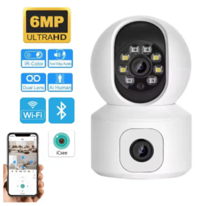 Вътрешна WiFi Камера Бебефон с Двоен обектив PTZ 8MP ICSEE Домашна CCTV Сигурност с автоматично проследяване