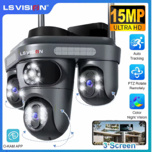 LS VISION 15MP WiFi IP Безжична Камера Три обектива PTZ управление Двупосочно аудио Автоматично проследяване на хора