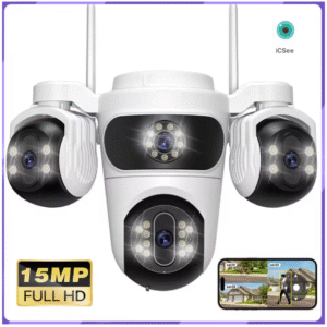 Триобективна 6K 15MP WiFi Kамера PTZ Разпознаване на хора IPP Водоустойчива iCSee APP