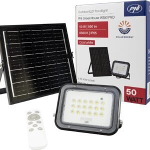 PNI Greenhouse WS50 PRO 50W LED прожектор с 6W соларен панел батерия 5000mAh 800 lm Дистанционно управление Таймер и регулируема яркост 6500K IP65