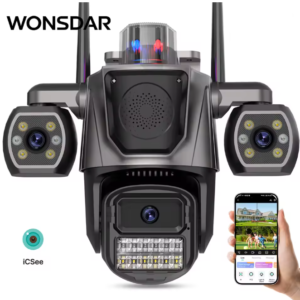 WONSDAR 15MP WiFi IP Триобективна Камера PTZ Разпознаване на Хора Авто Проследяване iCSee APP