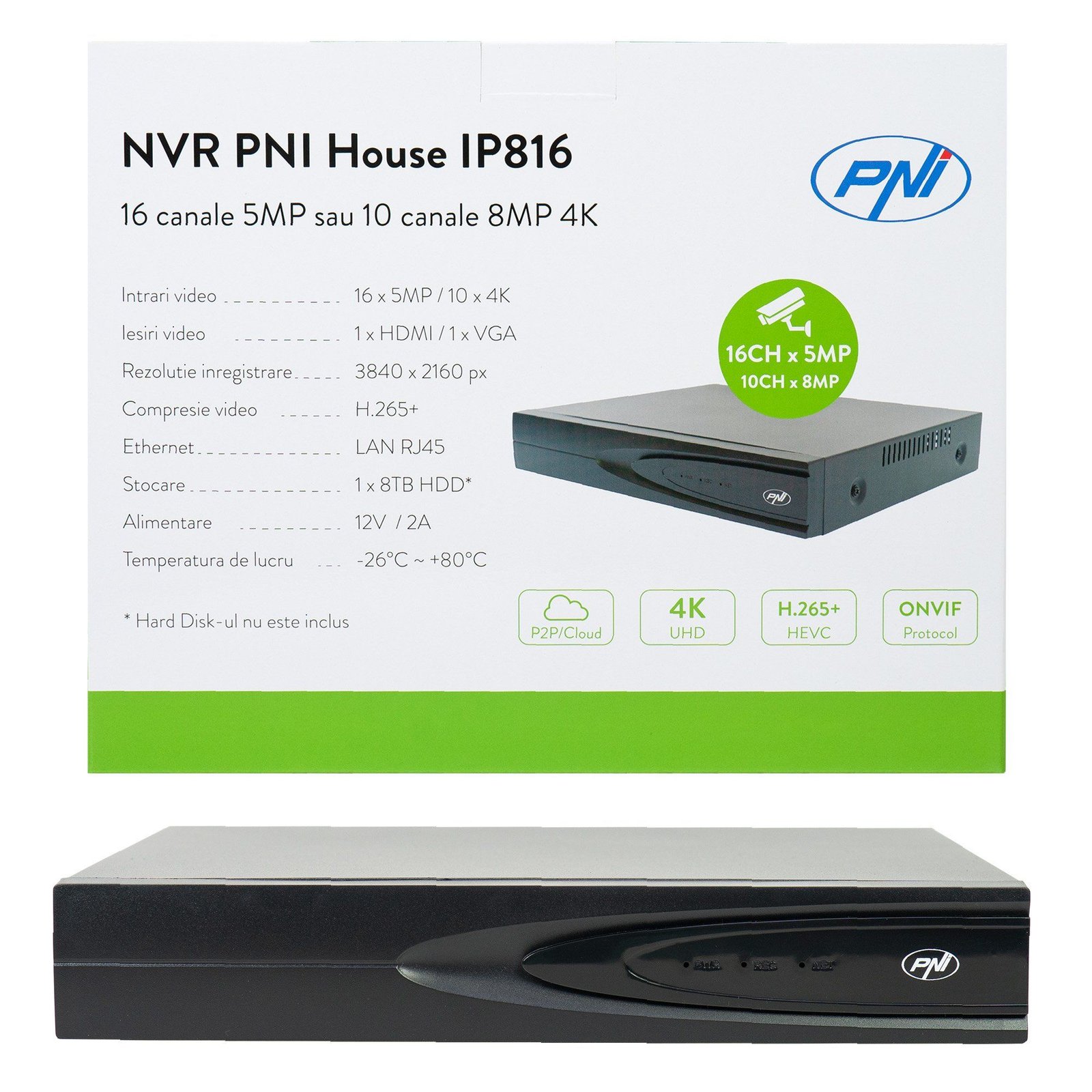 PNI House IP816 16 канала IP 5MP или 10 канала 8MP 4K